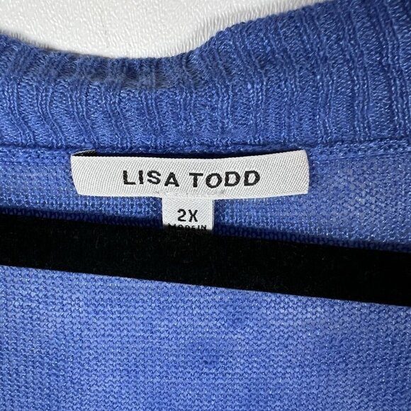 Lisa Todd Sweater Womens 2X Linen Lightweight Knit V Neck Quiet Luxury Coastal‎ - Picture 5 of 11